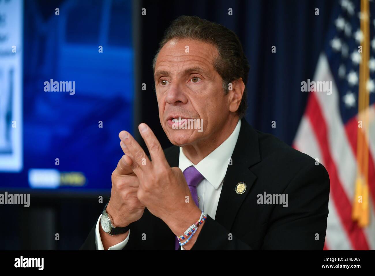 Stato di New York, Gov. Andrew Cuomo parla ad una conferenza stampa il 08 settembre 2020 a New York City. Foto Stock