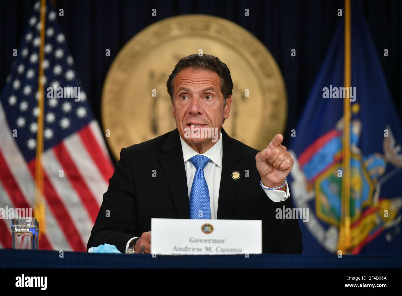 Stato di New York, Gov. Andrew Cuomo parla ad una conferenza stampa il 09 settembre 2020 a New York City. Foto Stock