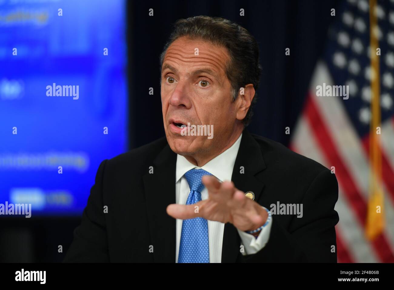 Stato di New York, Gov. Andrew Cuomo parla ad una conferenza stampa il 09 settembre 2020 a New York City. Foto Stock