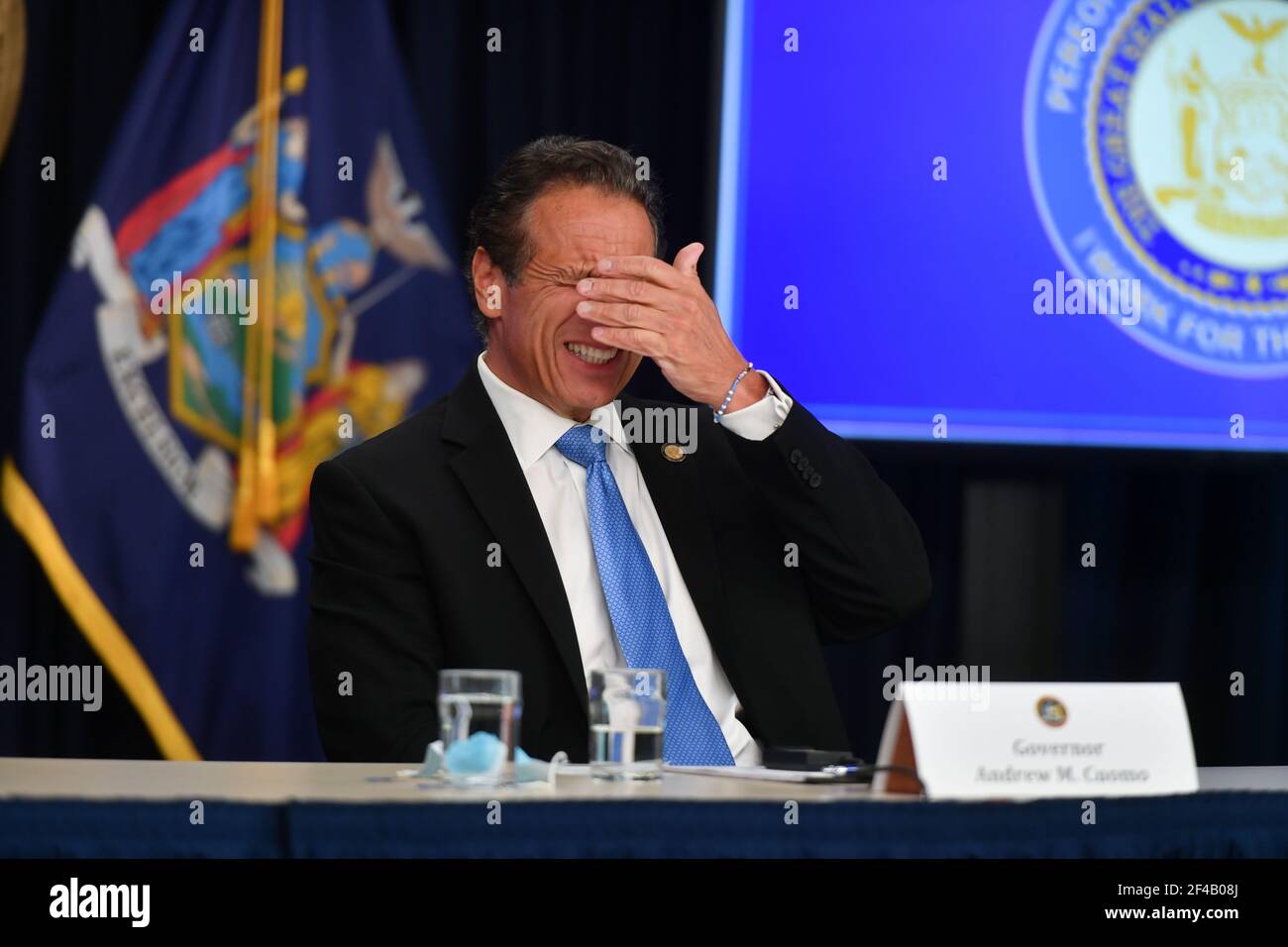 Stato di New York, Gov. Andrew Cuomo parla ad una conferenza stampa il 09 settembre 2020 a New York City. Foto Stock