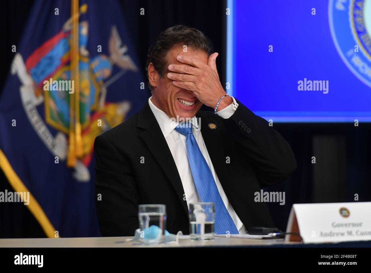 Stato di New York, Gov. Andrew Cuomo parla ad una conferenza stampa il 09 settembre 2020 a New York City. Foto Stock