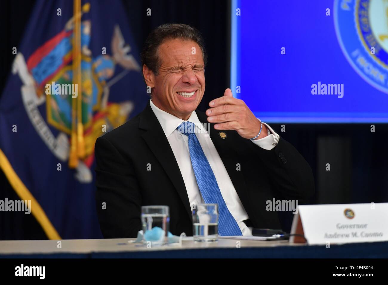 Stato di New York, Gov. Andrew Cuomo parla ad una conferenza stampa il 09 settembre 2020 a New York City. Foto Stock