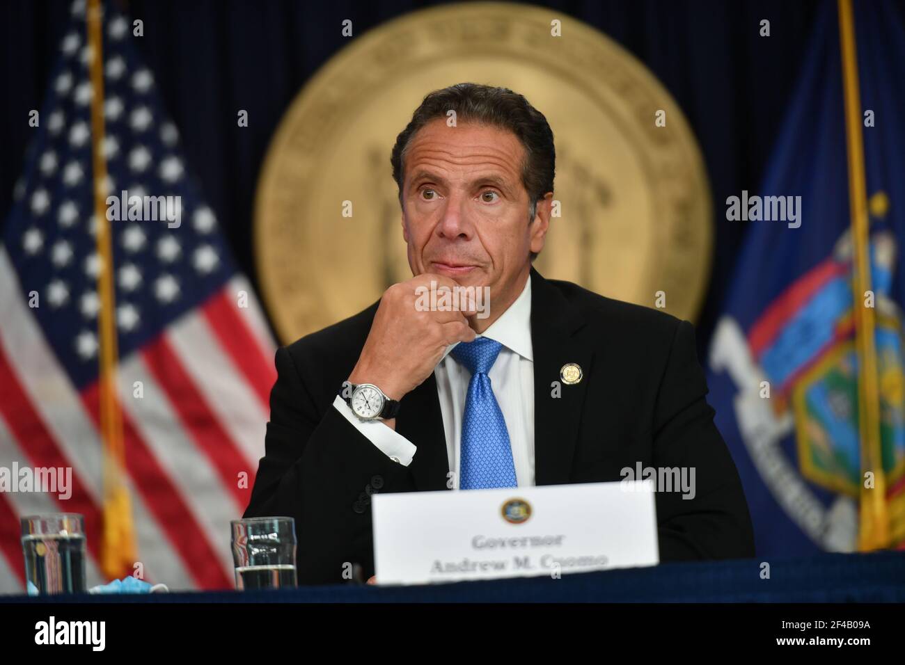 Stato di New York, Gov. Andrew Cuomo parla ad una conferenza stampa il 09 settembre 2020 a New York City. Foto Stock