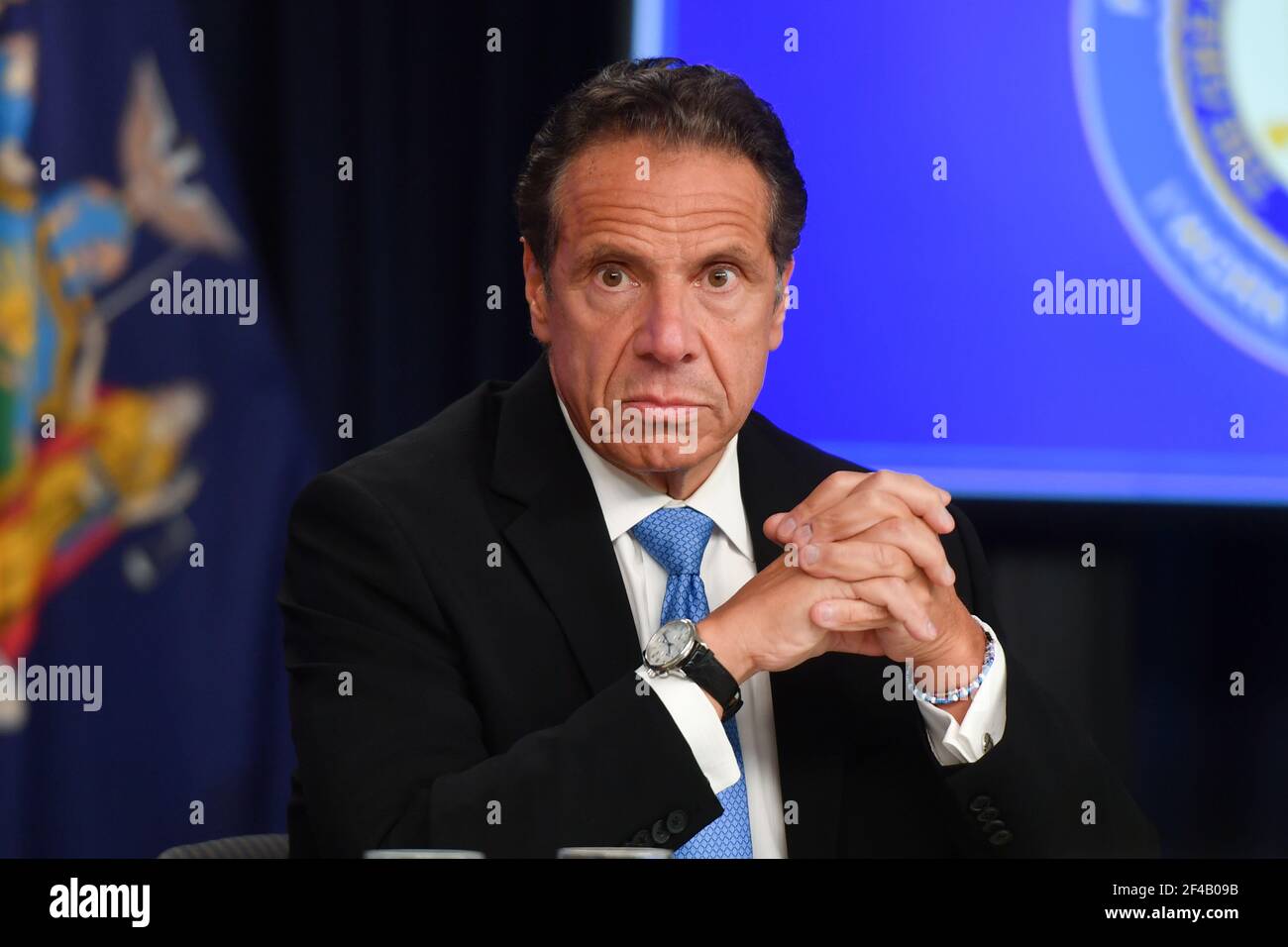 Stato di New York, Gov. Andrew Cuomo parla ad una conferenza stampa il 09 settembre 2020 a New York City. Foto Stock