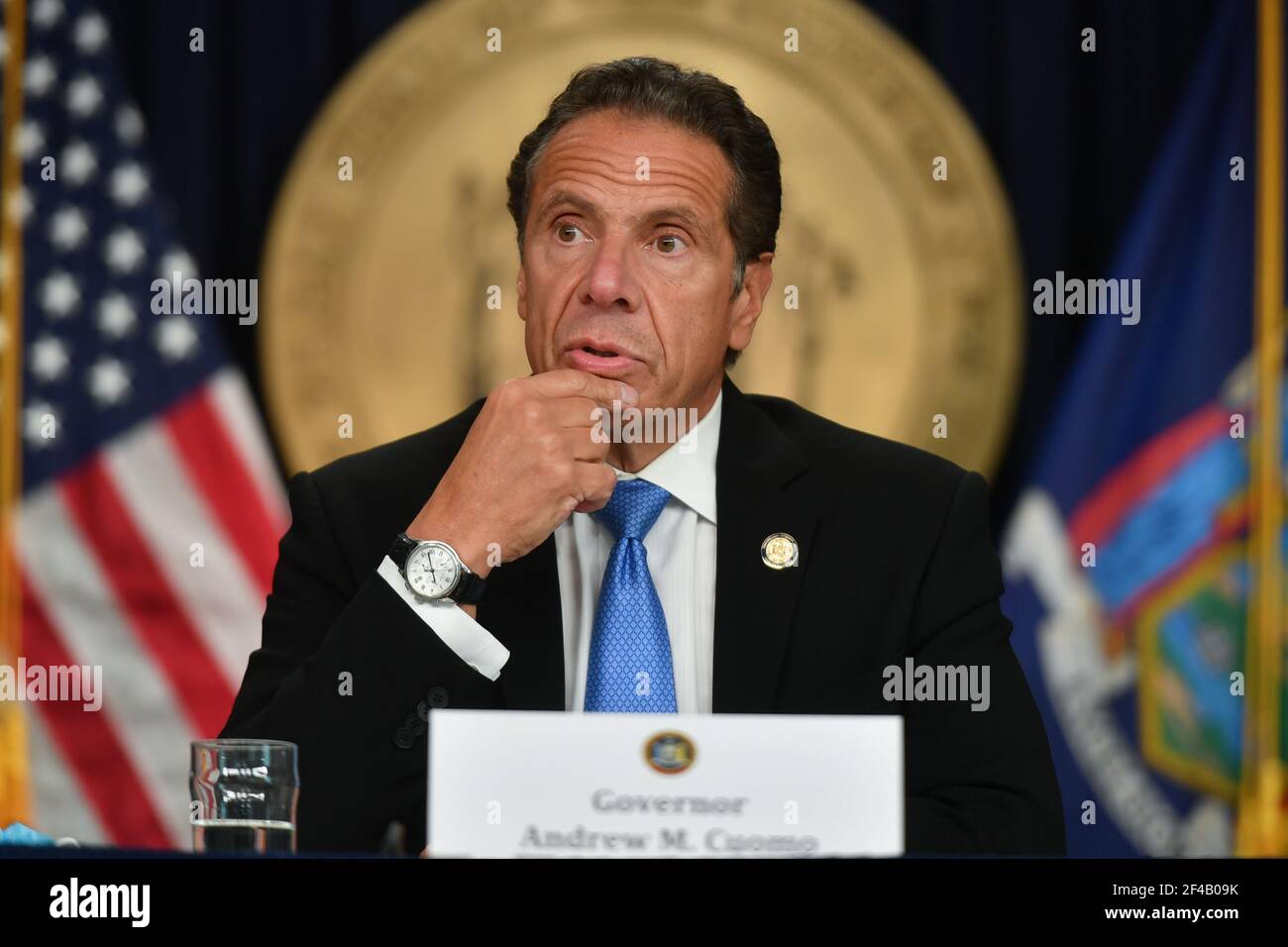 Stato di New York, Gov. Andrew Cuomo parla ad una conferenza stampa il 09 settembre 2020 a New York City. Foto Stock