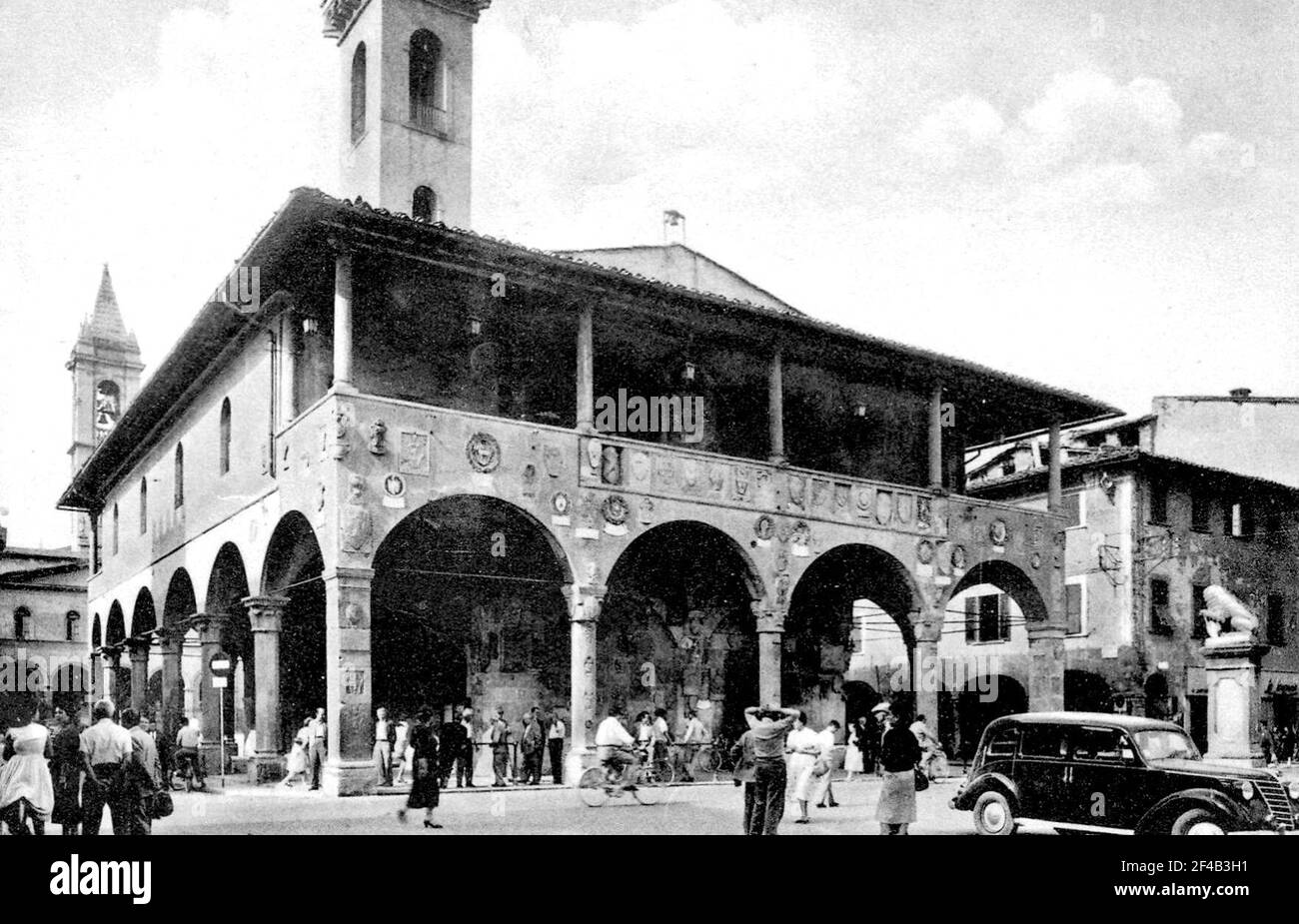 Strada Scene a San Giovanni Valdarno, Italia ca. 1950 Foto Stock
