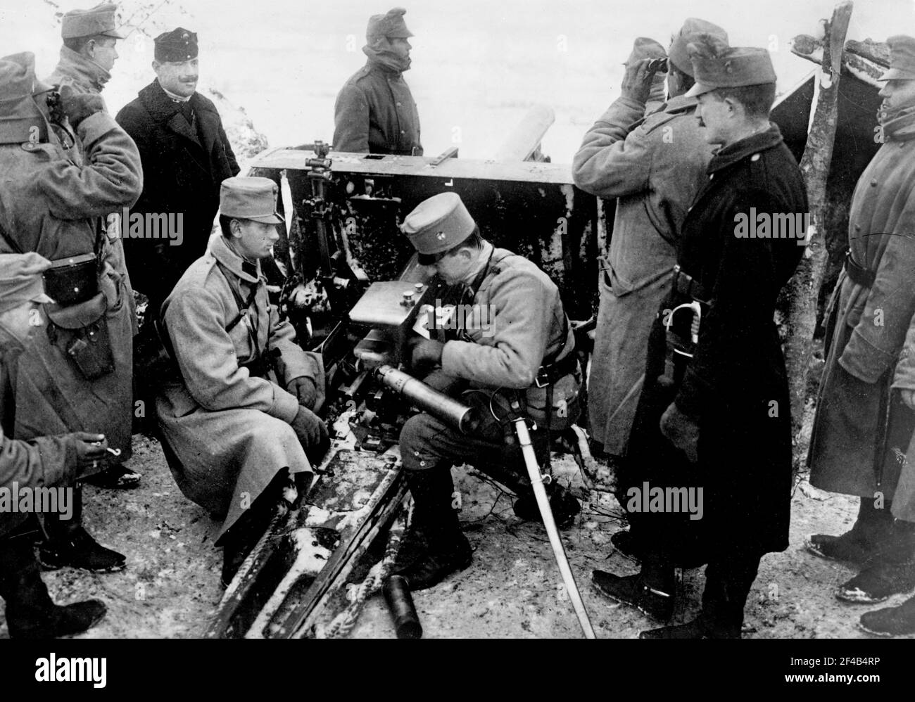 Soldati austriaci di artiglieria a Bukowina (Bukovina) durante la prima Guerra Mondiale. Al tempo la Bukovina faceva parte dell'Impero Austriaco e ora si trova in Romania e Ucraina Foto Stock