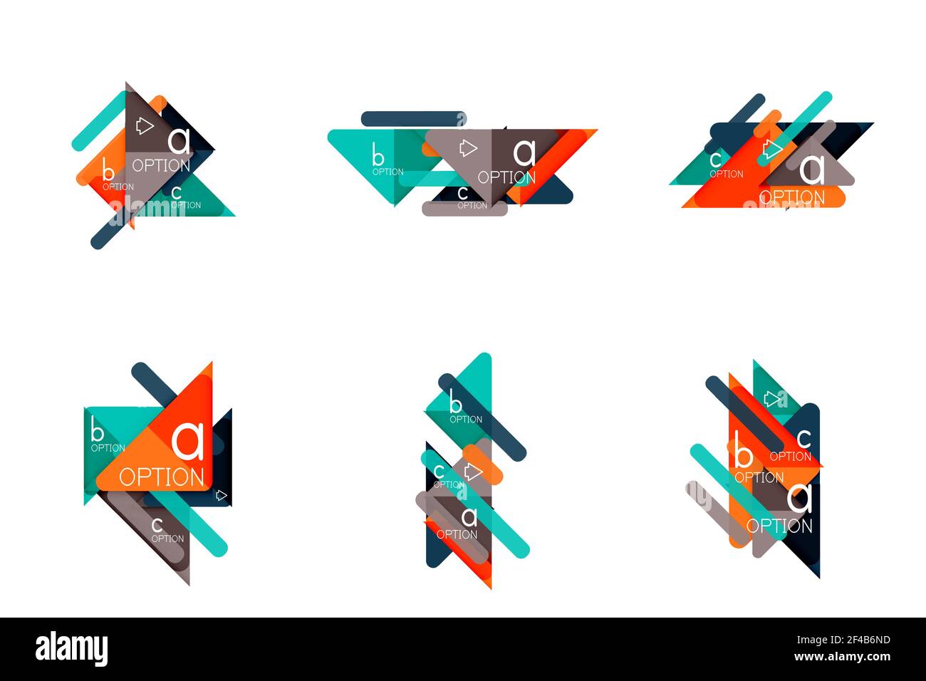 Set di opzioni triangolari infografiche, layout di visualizzazione dei dati. Set di opzioni triangolari infografiche, layout di visualizzazione dei dati. Illustrazione vettoriale Illustrazione Vettoriale