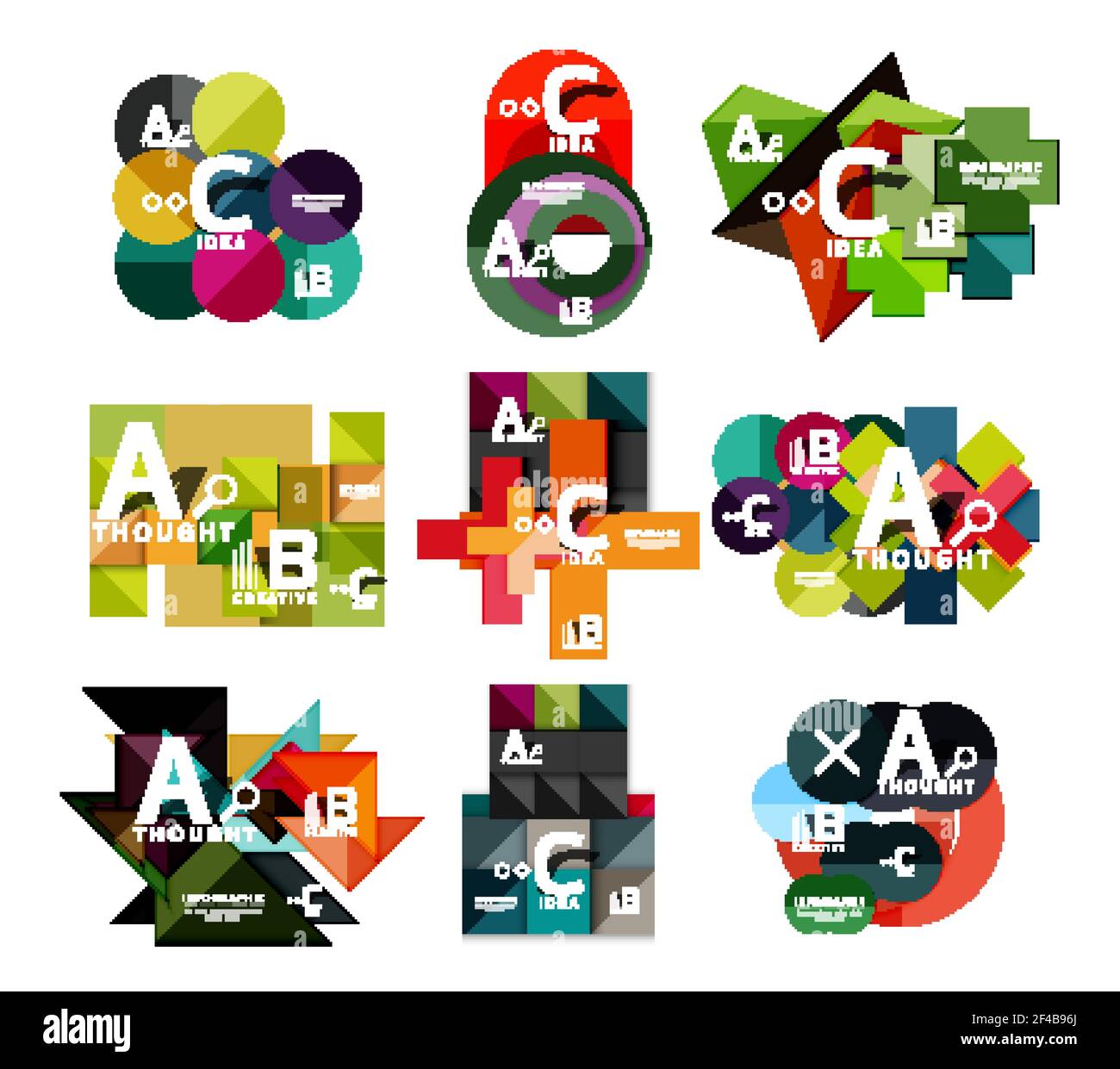 Raccolta di infografiche geometriche cartacee, opzioni di processo b c, layout di presentazione. Raccolta di infografiche geometriche cartacee, opzioni di processo b c, layout di presentazione. Illustrazione vettoriale Illustrazione Vettoriale