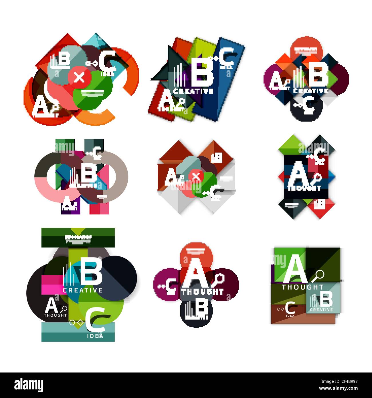 Raccolta di infografiche geometriche cartacee, opzioni di processo b c, layout di presentazione. Raccolta di infografiche geometriche cartacee, opzioni di processo b c, layout di presentazione. Illustrazione vettoriale Illustrazione Vettoriale