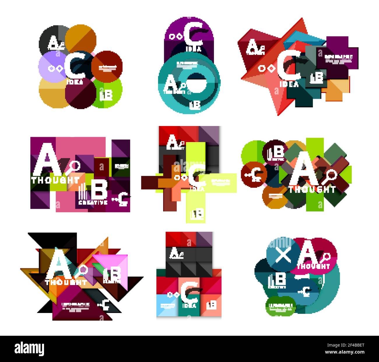 Set di banner opzione geometrica su carta, modelli di infografica. Set di banner opzione geometrica su carta, modelli di infografica. Sfondi astratti vettoriali colorati o icone Illustrazione Vettoriale