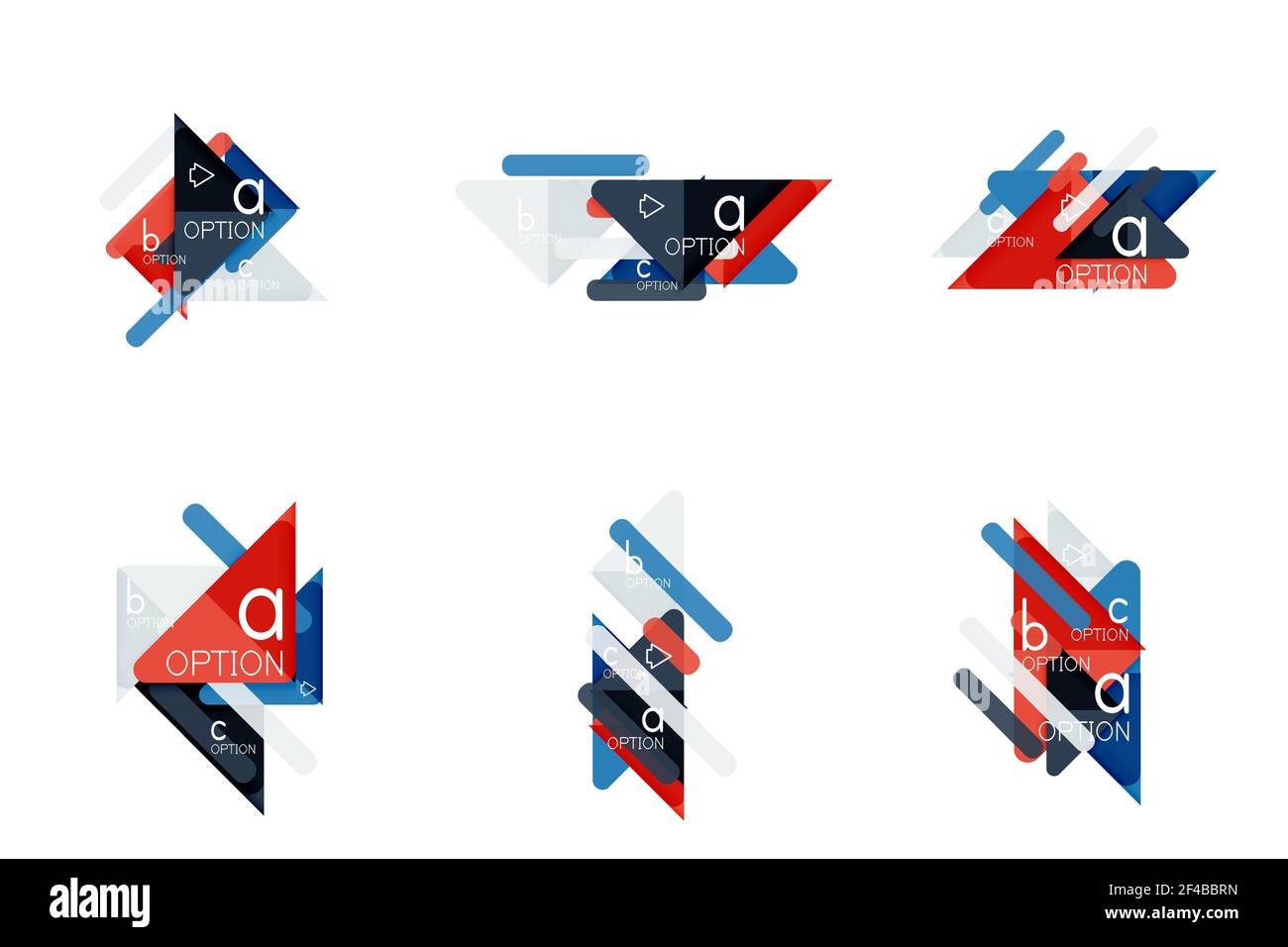 Set di opzioni triangolari infografiche, layout di visualizzazione dei dati. Set di opzioni triangolari infografiche, layout di visualizzazione dei dati. Illustrazione vettoriale Illustrazione Vettoriale