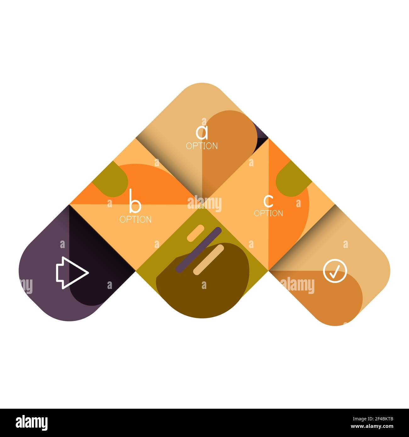 Opzione infografica e passo per passo in quadrati arrotondati, elemento di grafico, grafico, diagramma con opzioni, parti, processi. Opzione infografica e passo per passo in quadrati arrotondati, elemento di grafico, grafico, diagramma con opzioni, parti, processi. Modello aziendale vettoriale per presentazione o banner di informazioni Web Illustrazione Vettoriale