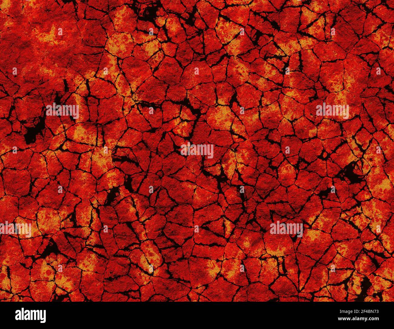 Rosso di calore incrinato texture di massa dopo l eruzione del vulcano Foto Stock