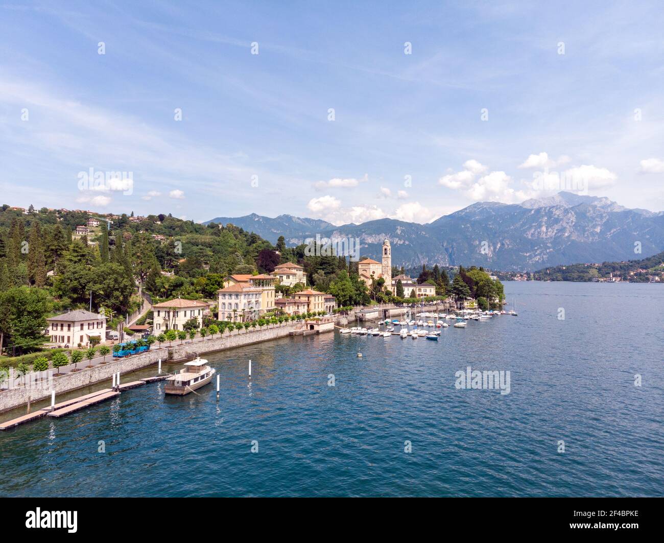 Veduta aerea di Tremezzina, Lago di Como, Italia Foto Stock