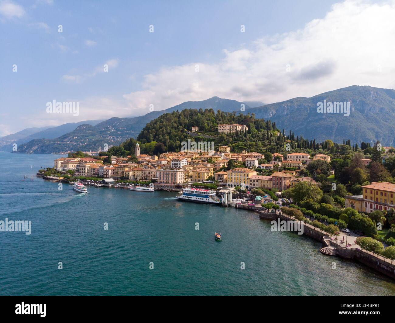 Veduta aerea di Bellagio, Lago di Como, Italia Foto Stock