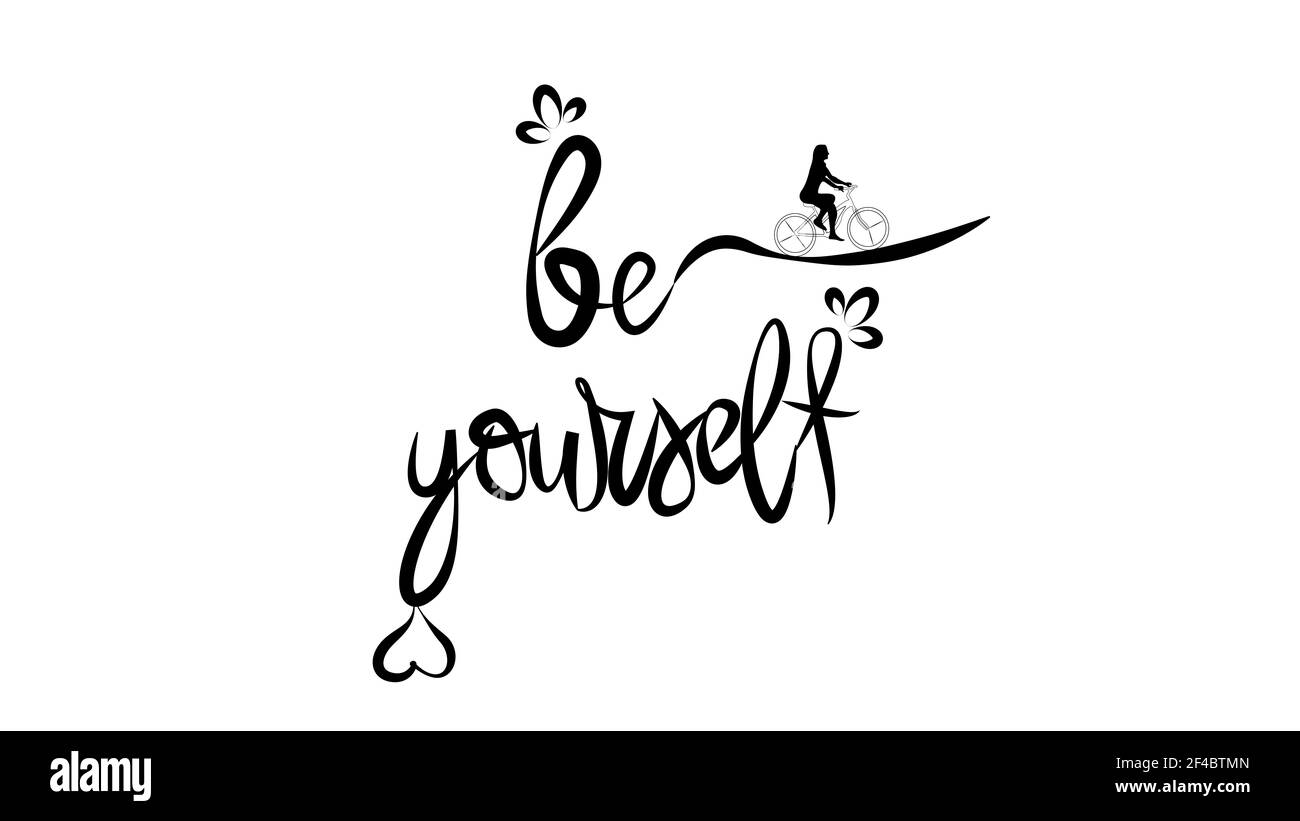 Sia voi stessi citazione. Self-care una sola parola. Il testo moderno di calligraphy si ama cura. Design stampato per t-shirt, tag, badge, adesivi, striscioni. Foto Stock