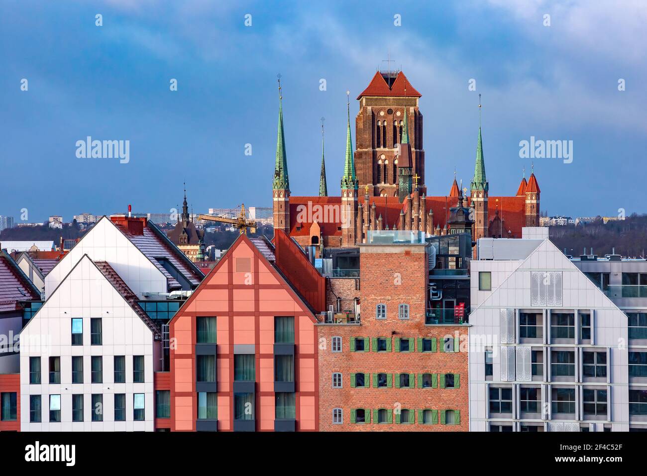 Veduta aerea della Chiesa di Santa Maria nella Città Vecchia di Danzica, Polonia Foto Stock