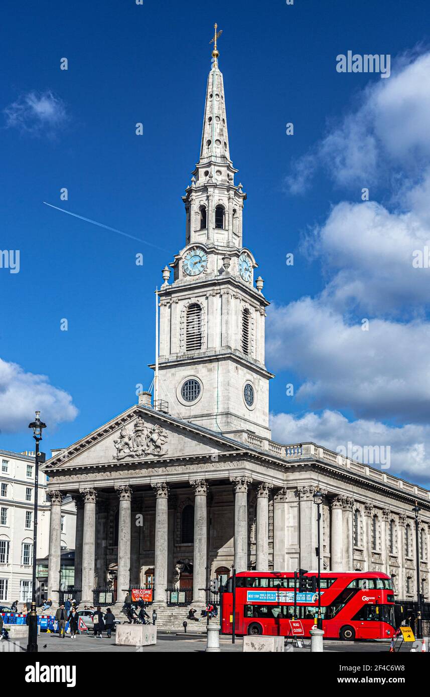 St Martin-in-the-Fields, chiesa anglicana inglese, città di Westminster, Londra WC2, Inghilterra, REGNO UNITO. Foto Stock