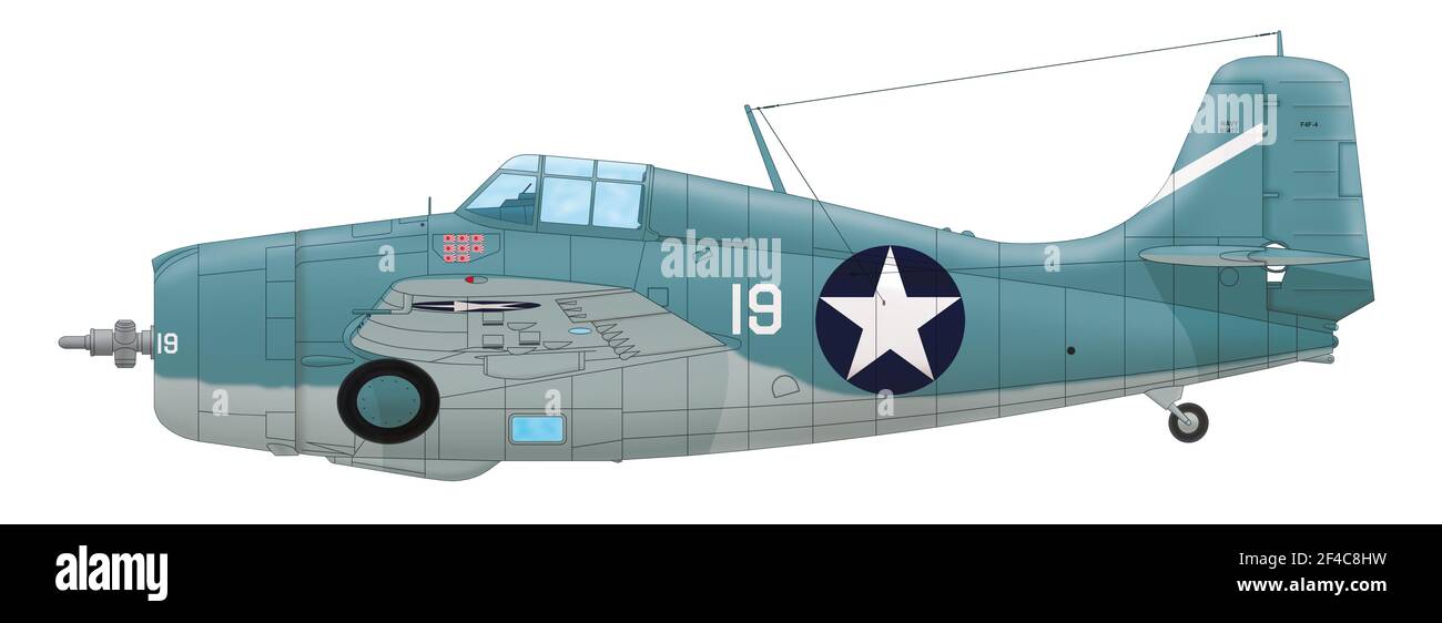 Grumman F4F-4 Wildcat pilotato da Stanley Vejtasa della VF-10 US Navy, ottobre 1942 Foto Stock