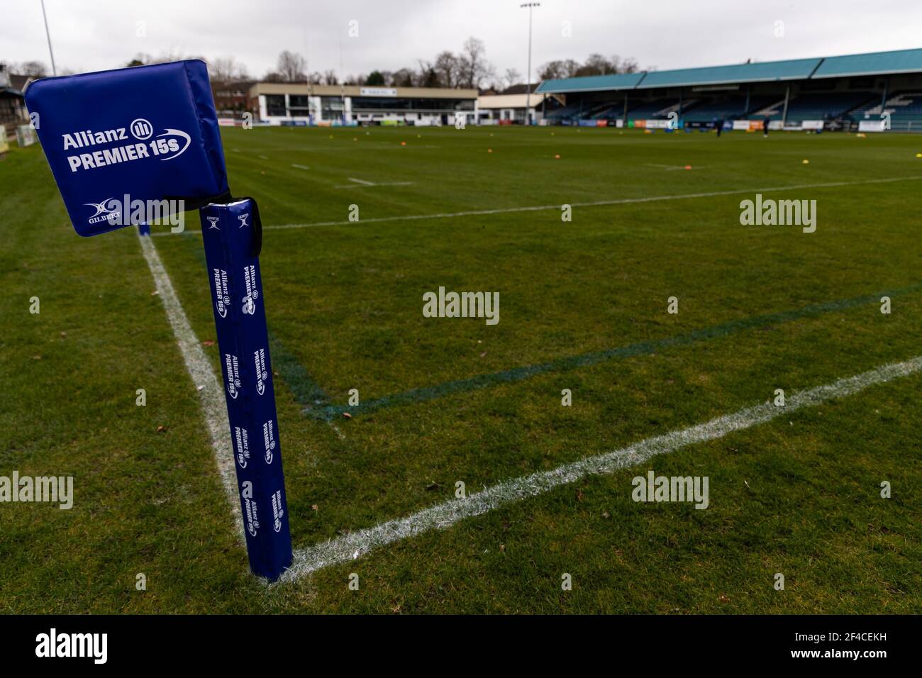 Manchester, Regno Unito. 20 Marzo 2021. Corpacq Stadium durante la partita degli Allianz Premier 15s tra sale Sharks e DMP Durham Sharks al Corpacq Stadium di Manchester, Inghilterra. Credit: SPP Sport Press Photo. /Alamy Live News Foto Stock