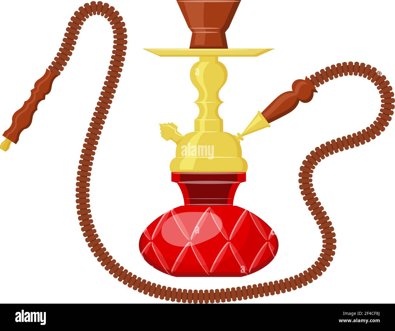 Illustrazione vettoriale di hookah su sfondo bianco. Disegno cartoon di un calabash. Oggetto vintage. East Entertainment - Hookah. Illustrazione Vettoriale