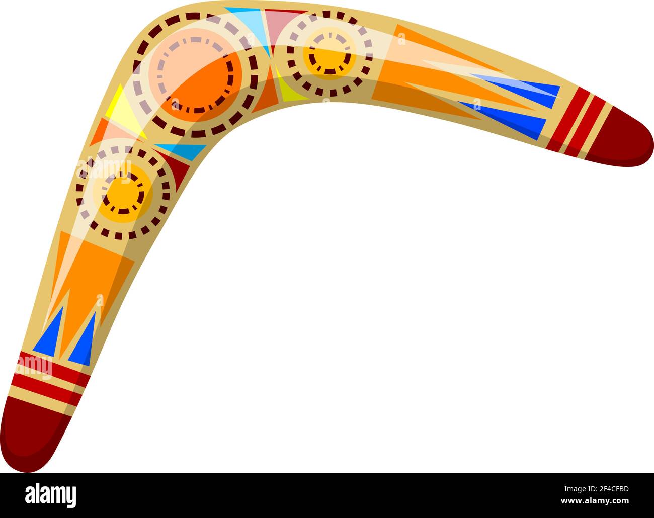 Vettore illustrazione legno australiano boomerang. Cartoon boomerang su sfondo bianco. Illustrazione vettoriale del boomerang colorato. Vettore stock Illustrazione Vettoriale