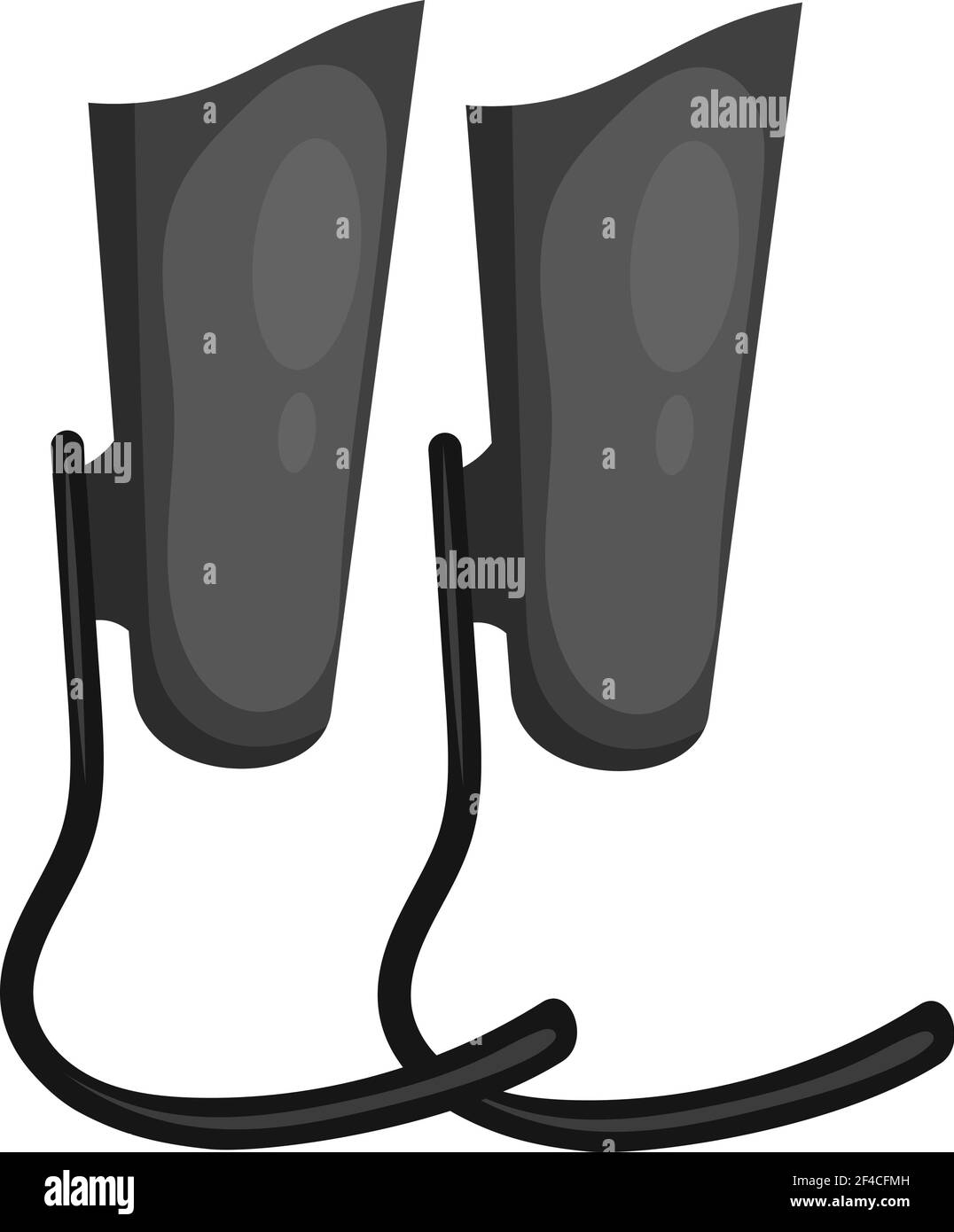 Illustrazione vettoriale di una gamba protesica moderna nera. Protesi per corridori Paralimpiani. Protesi in stile cartoon Illustrazione Vettoriale