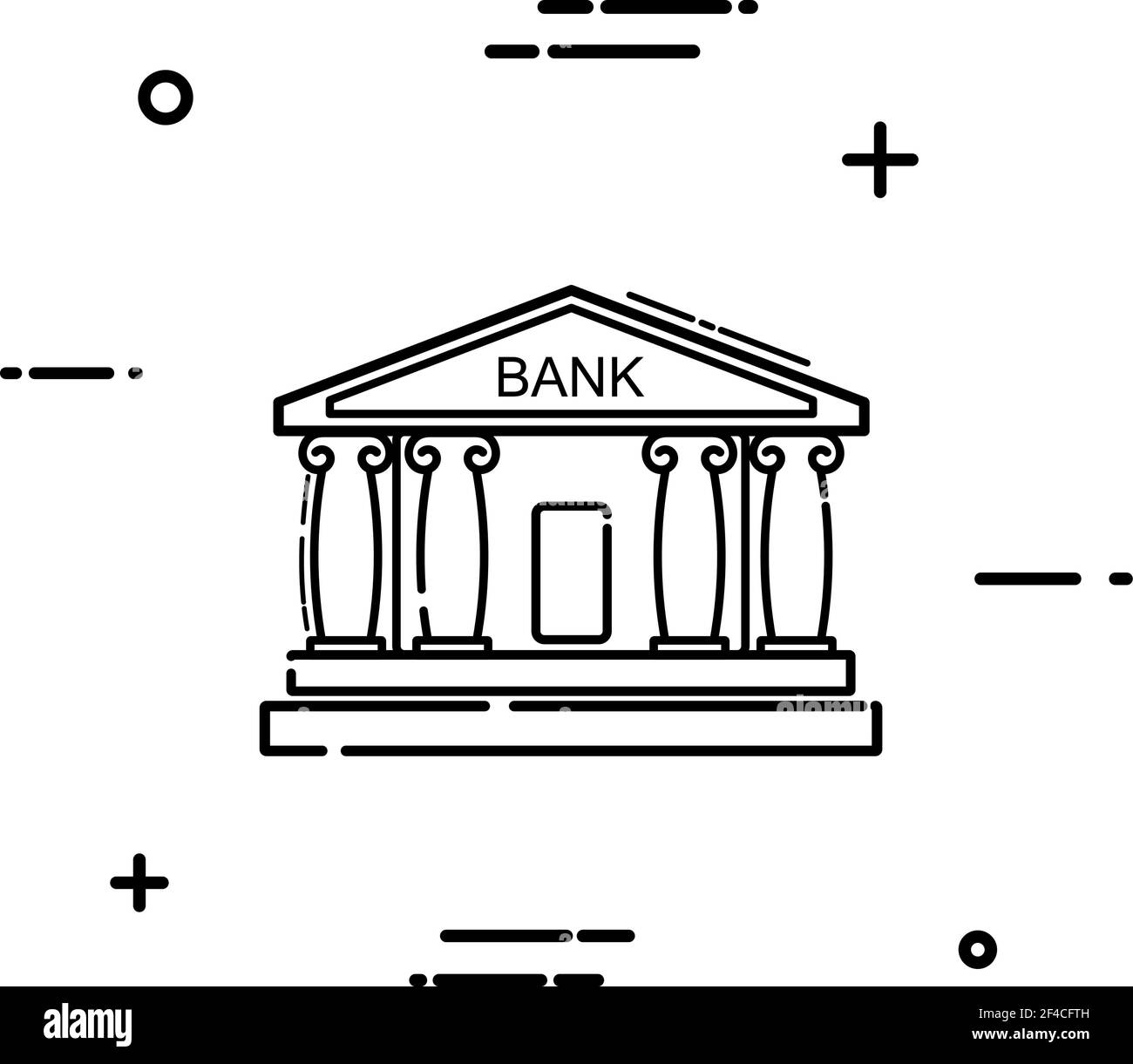 Icona del banco lineare su sfondo bianco. Semplice disegno a linee di un edificio di banca con colonne. Illustrazione vettoriale Illustrazione Vettoriale