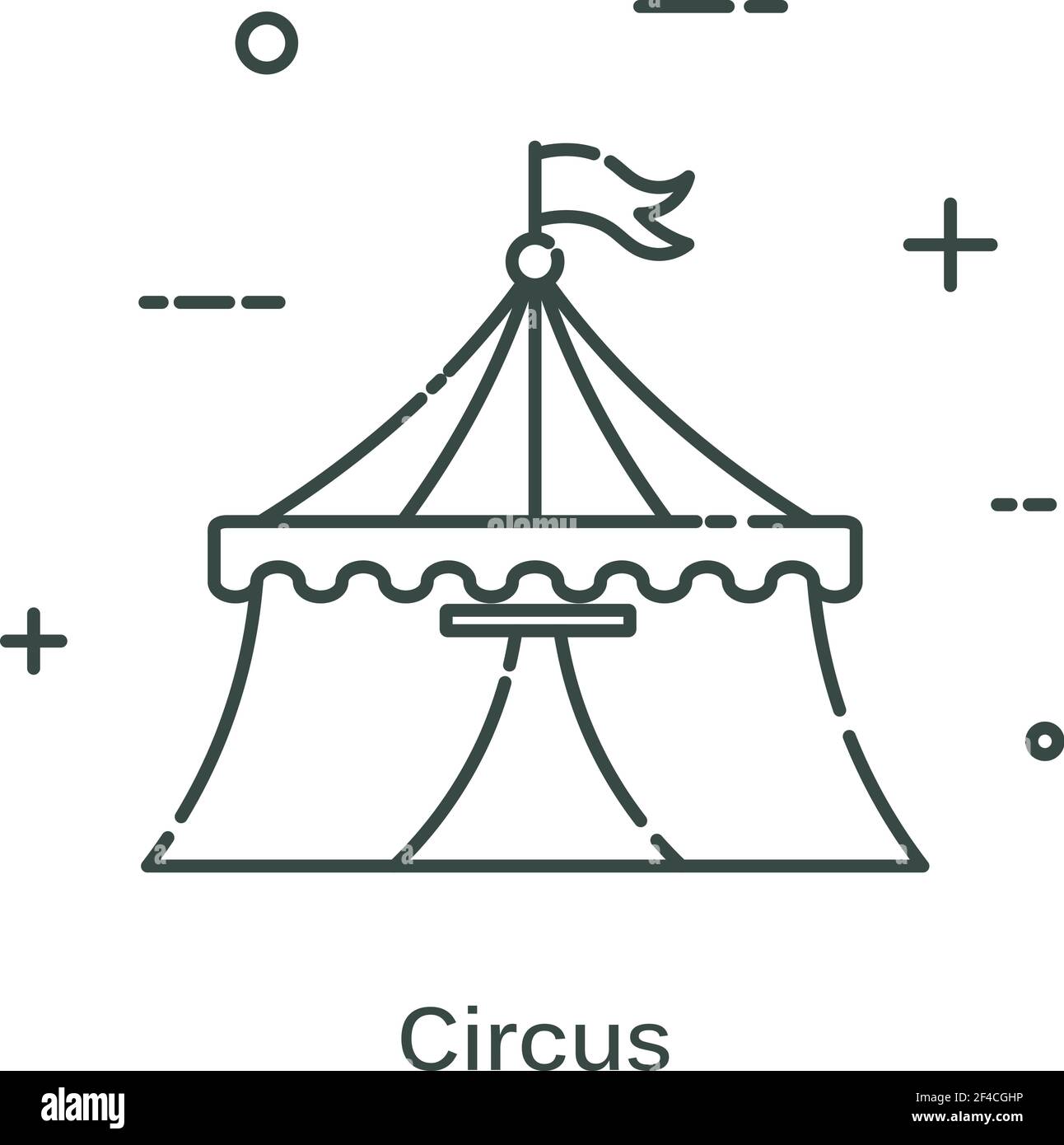 Tenda Circus in stile lineare. Icona di linea isolata su sfondo bianco. Illustrazione vettoriale. Illustrazione Vettoriale