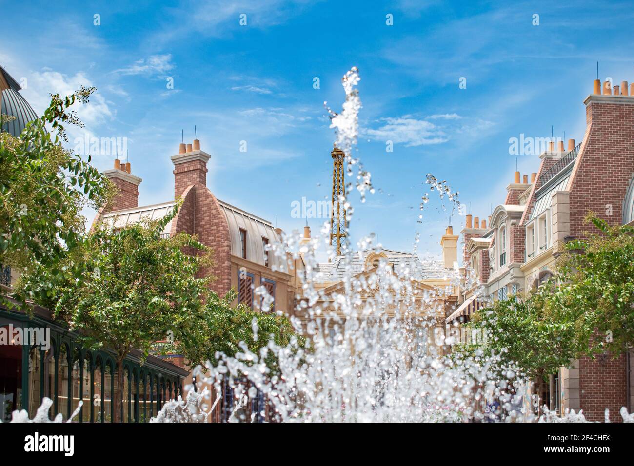Orlando, Florida. 29 luglio 2020. Bella vista della Fontana in Francia Pavillion a Epcot (15) Foto Stock
