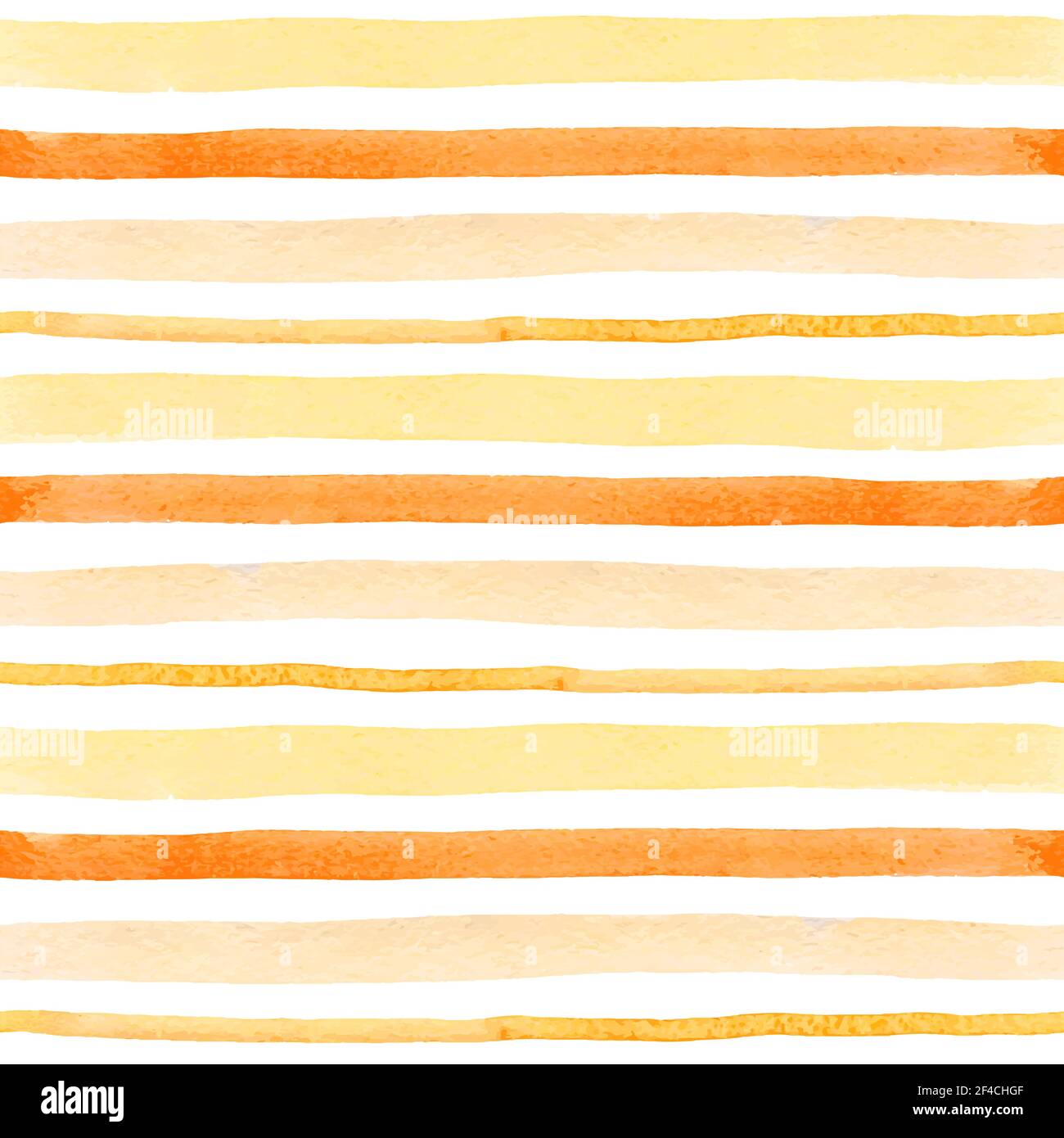 Acquerello striped pattern senza giunture di colore giallo e con le linee di colore arancione su sfondo bianco. Disegnato a mano illustrazione vettoriale Illustrazione Vettoriale