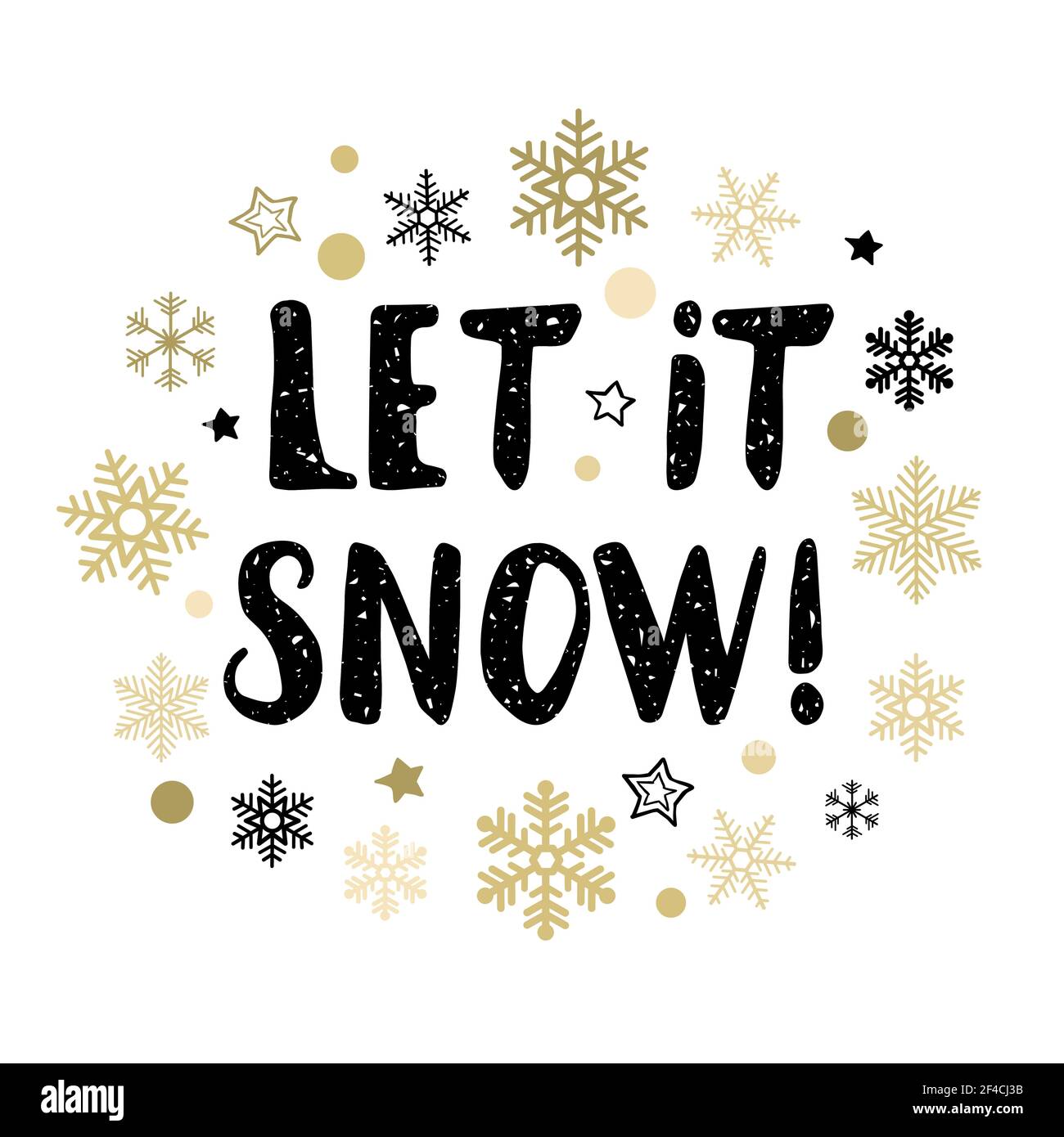 Disegnato a mano inverno vacanze sfondo con i fiocchi di neve e di testo. Let it snow lettering. Illustrazione Vettoriale. Illustrazione Vettoriale