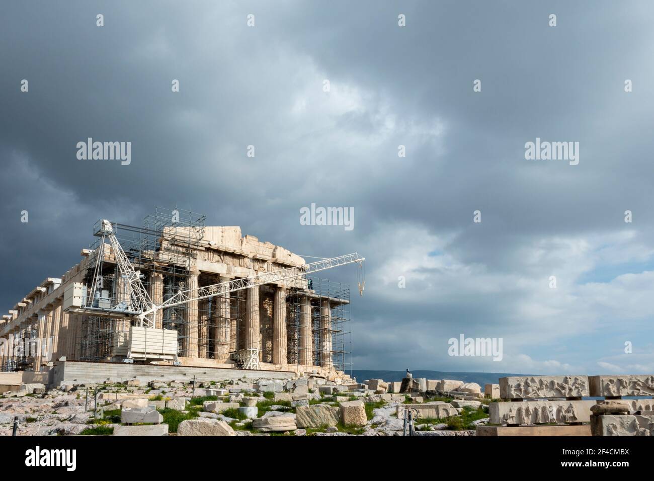 Atene, Grecia 2013. Ripristino del Partenone Foto Stock