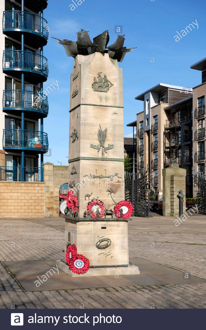 Scottish Merchant Navy War Memorial, The Shore Leith, Edimburgo Scozia Foto Stock