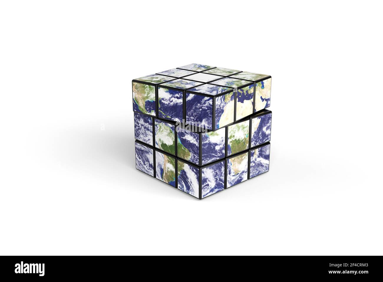 Pianeta terra a forma di puzzle tridimensionale giocattolo. illustrazione 3d. Foto Stock