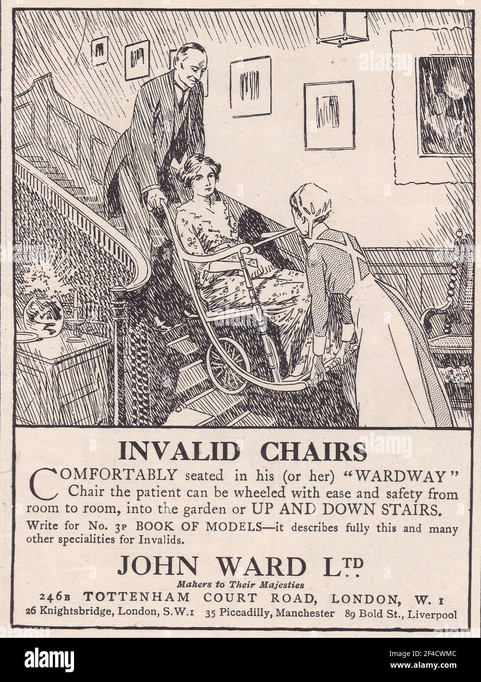 Pubblicità vintage per le sedie non valide di John Ward Ltd Foto stock -  Alamy