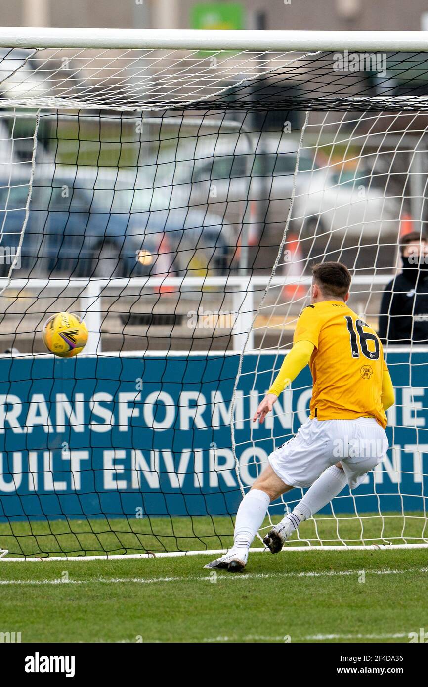 Elgin, Regno Unito. 20 Marzo 2021. 20 marzo 2021. Questo è un match della Scottish League One tra Elgin City e Edinburgh City. Edimburgo - punteggi Josh Campbell. Credit: JASPERIMAGE/Alamy Live News Foto Stock