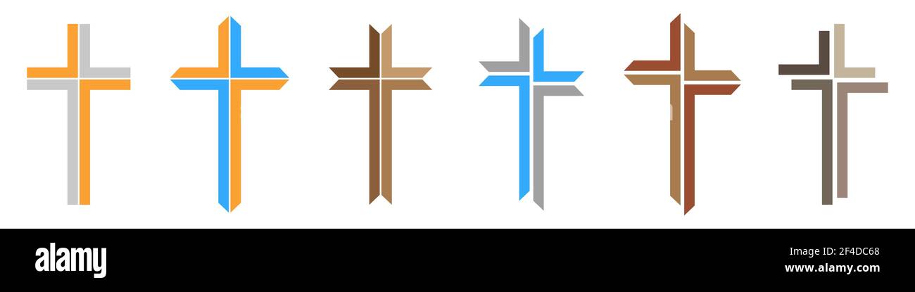 Croce cristiana icona. Serie di croci su sfondo bianco. Simbolo astratto  della religione. Illustrazione vettoriale Immagine e Vettoriale - Alamy