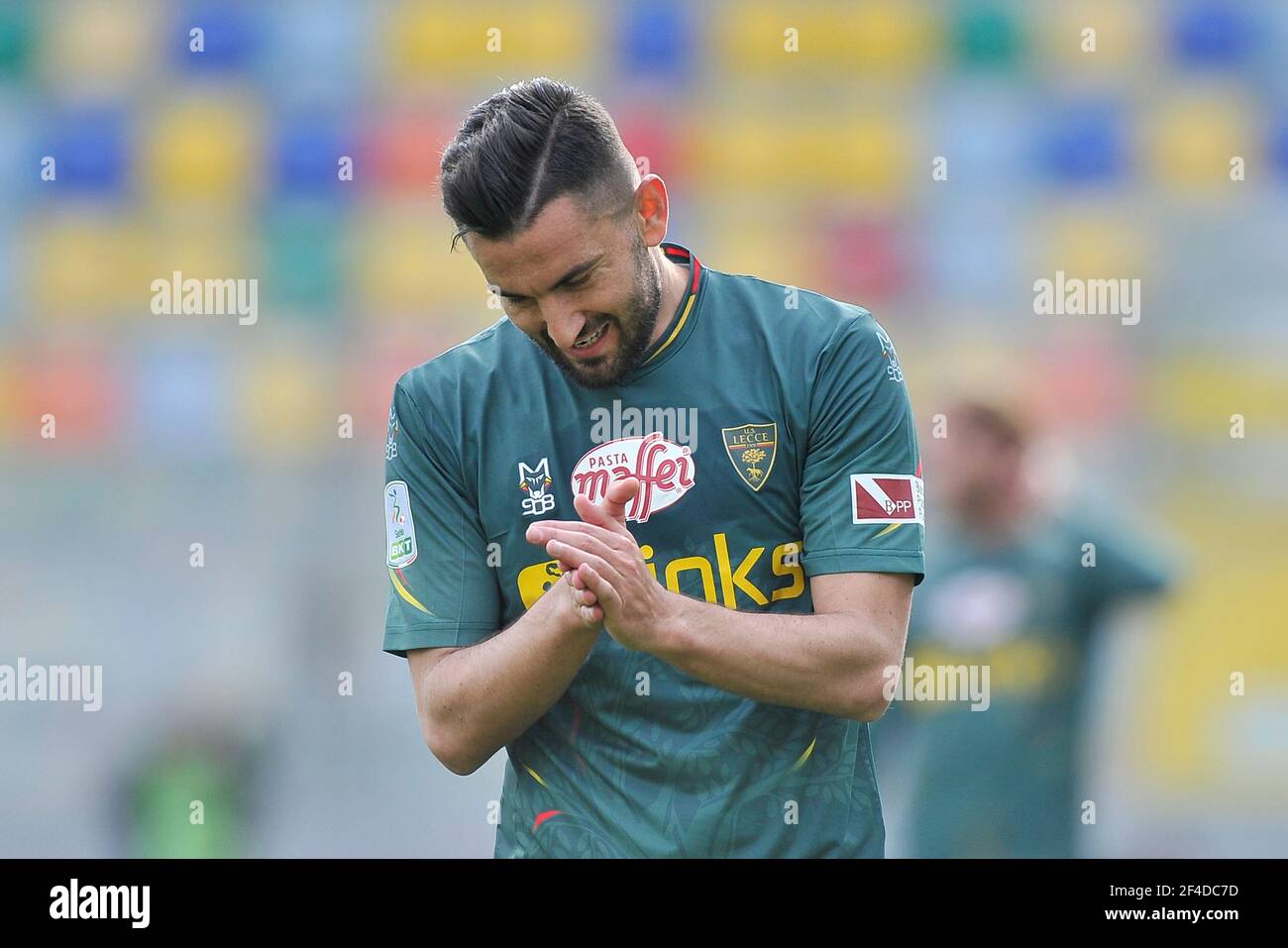 Frosinone, Italia. 20 Marzo 2021. Massimo coda calciatore di Lecce, nel corso della partita della serie B tra Frosinone e Lecce risultato finale 0-3, partita disputata allo stadio Benito Stirpe di Frosinone. Italia, 20 marzo 202. (Foto di Vincenzo Izzo/Sipa USA) Credit: Sipa USA/Alamy Live News Foto Stock