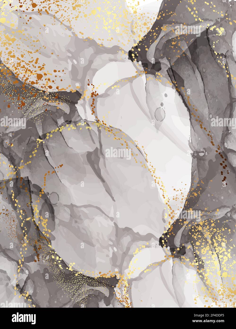 Marmo moderno Abstract art sfondo con elementi di colorazione acquerello vettore. Lamina grigia in oro dal design disordinato Illustrazione Vettoriale