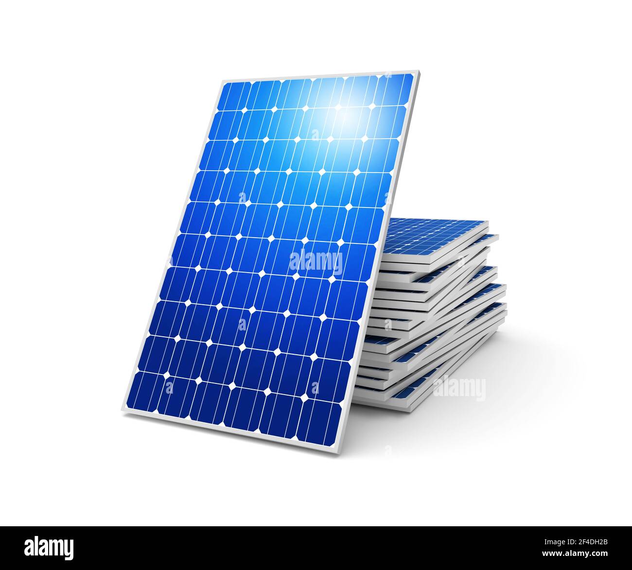 Pannelli elettrici energia solare a batteria. immagine 3d Foto Stock