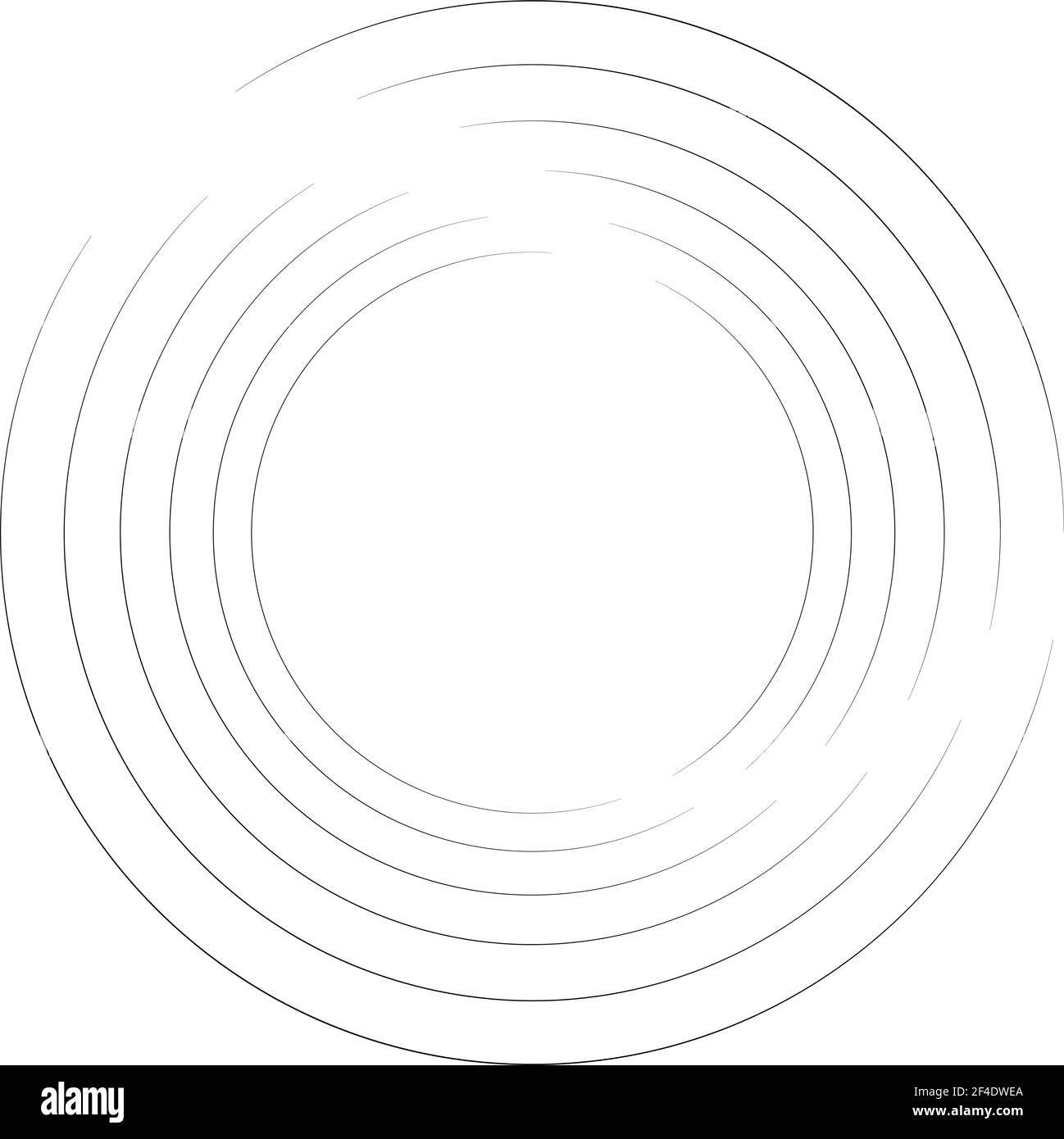 Cerchio ciclico, elica, elemento a spirale. Forma concentrica con effetto di rotazione, centrifuga e girazione. Illustrazione dei vettori di torsione, turbolenza e turbolenza – S Illustrazione Vettoriale