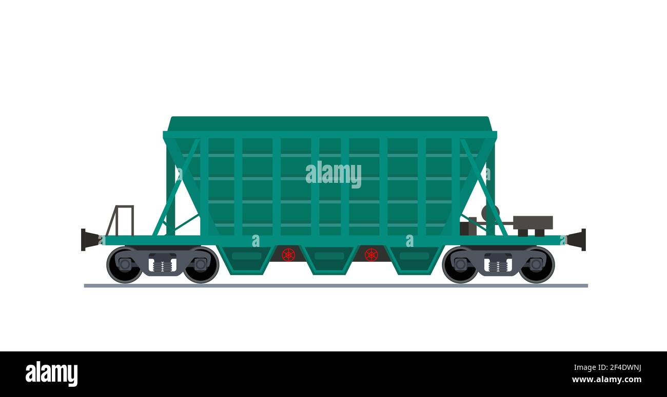 Carro ferroviario merci. Macchina tramoggia. Illustrazione Vettoriale
