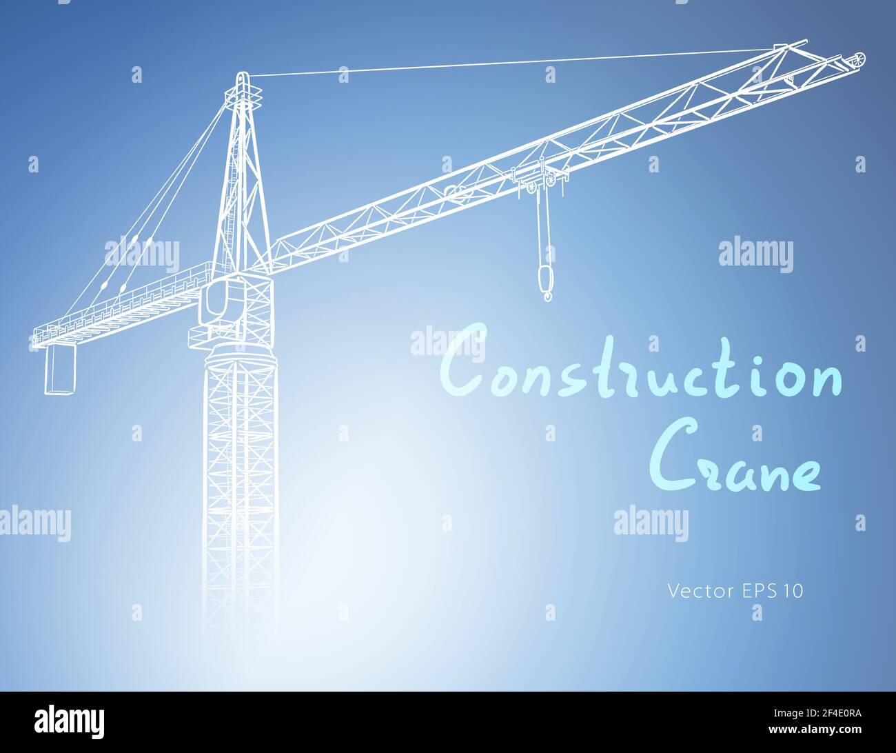 La costruzione della torre della gru. Dettagliata illustrazione vettore isolato su sfondo bianco. Illustrazione Vettoriale