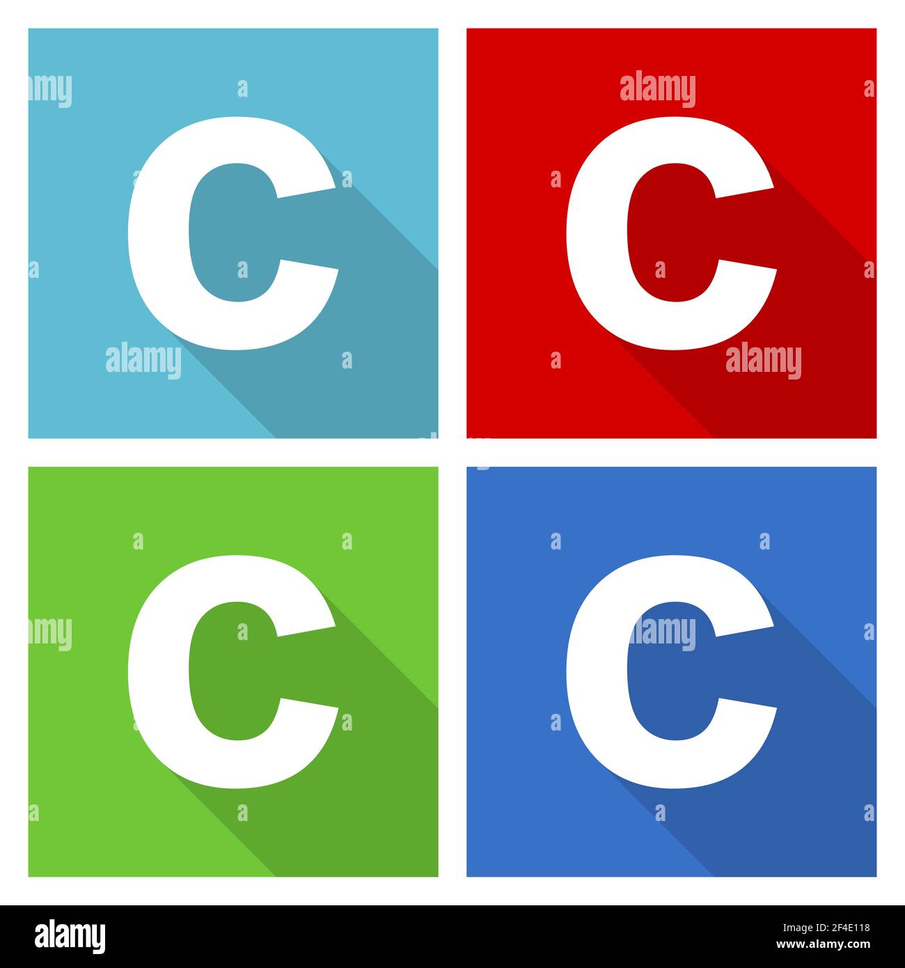 Copyright Icon Set, disegno piatto vettoriale illustrazione in eps 10 per applicazioni di webdesign e mobile in quattro colori opzioni Illustrazione Vettoriale