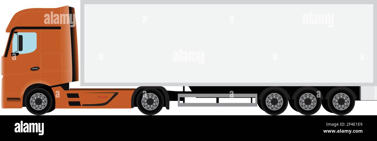 Auto vettoriale per autocarri semirimorchi. Autocarro isolato Cargo veicolo su sfondo bianco, EPS 10 Illustrazione Vettoriale