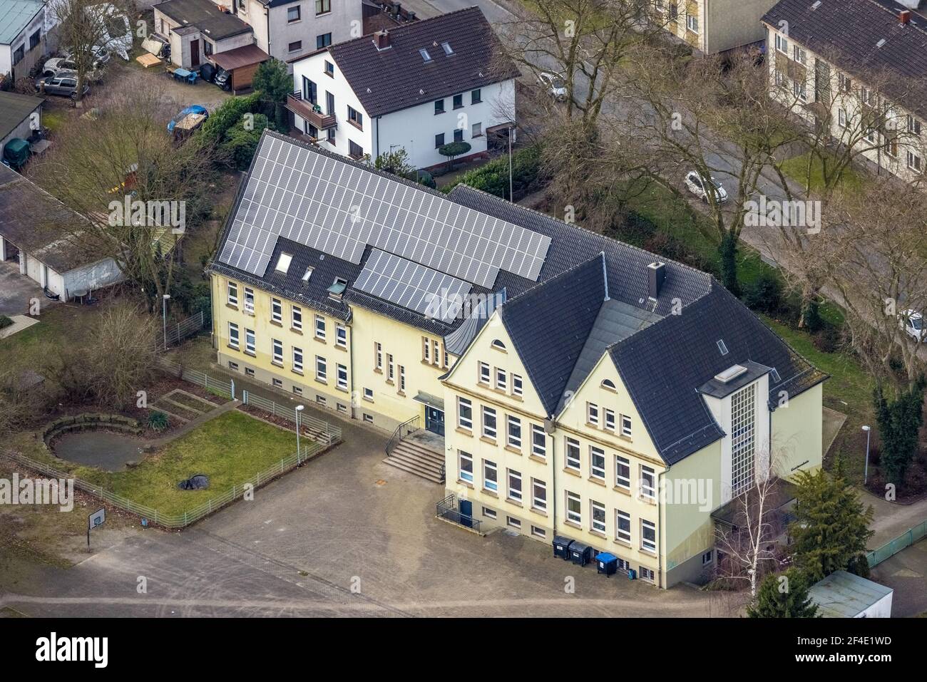 Vista aerea, Scuola secondaria di Welheim - sede secondaria, Blankenstraße, Bottrop, zona della Ruhr, Renania Settentrionale-Vestfalia, Germania, lavori di costruzione, con Foto Stock