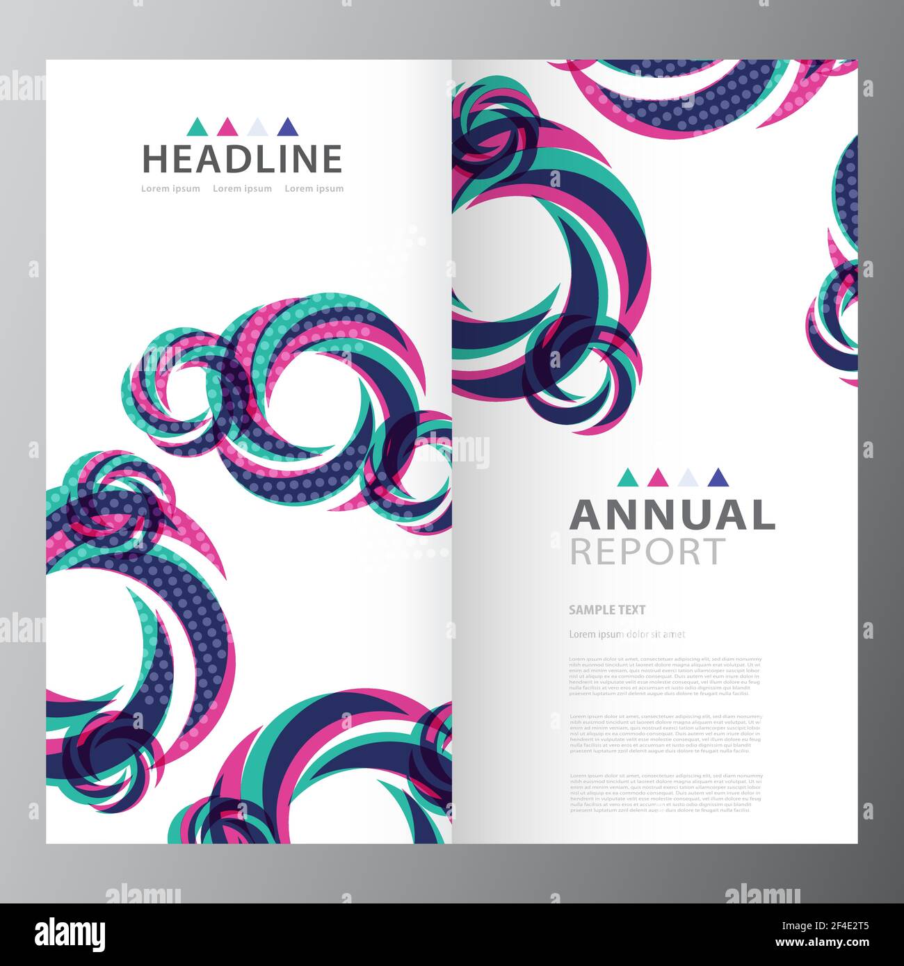 Layout di progettazione dei modelli di report aziendali annuali Illustrazione Vettoriale