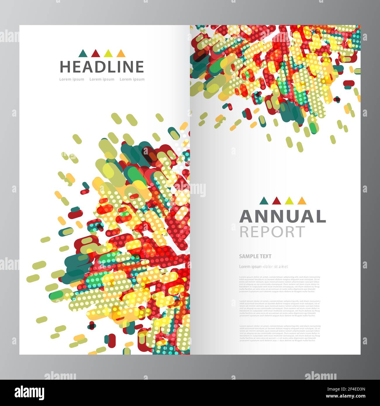 Layout di progettazione dei modelli di report aziendali annuali Illustrazione Vettoriale